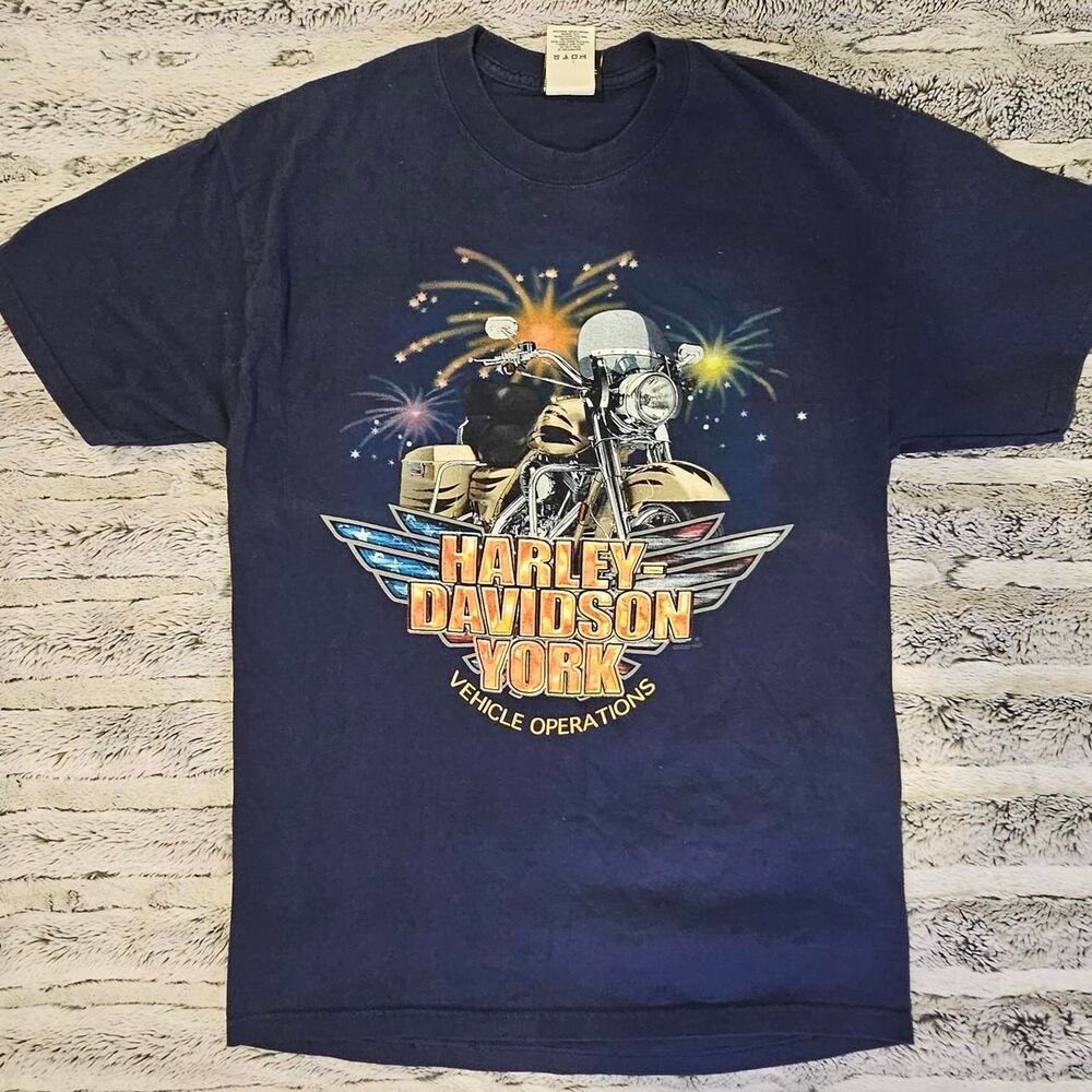 Harley-davidson Men's Navy and Blue T-shirt